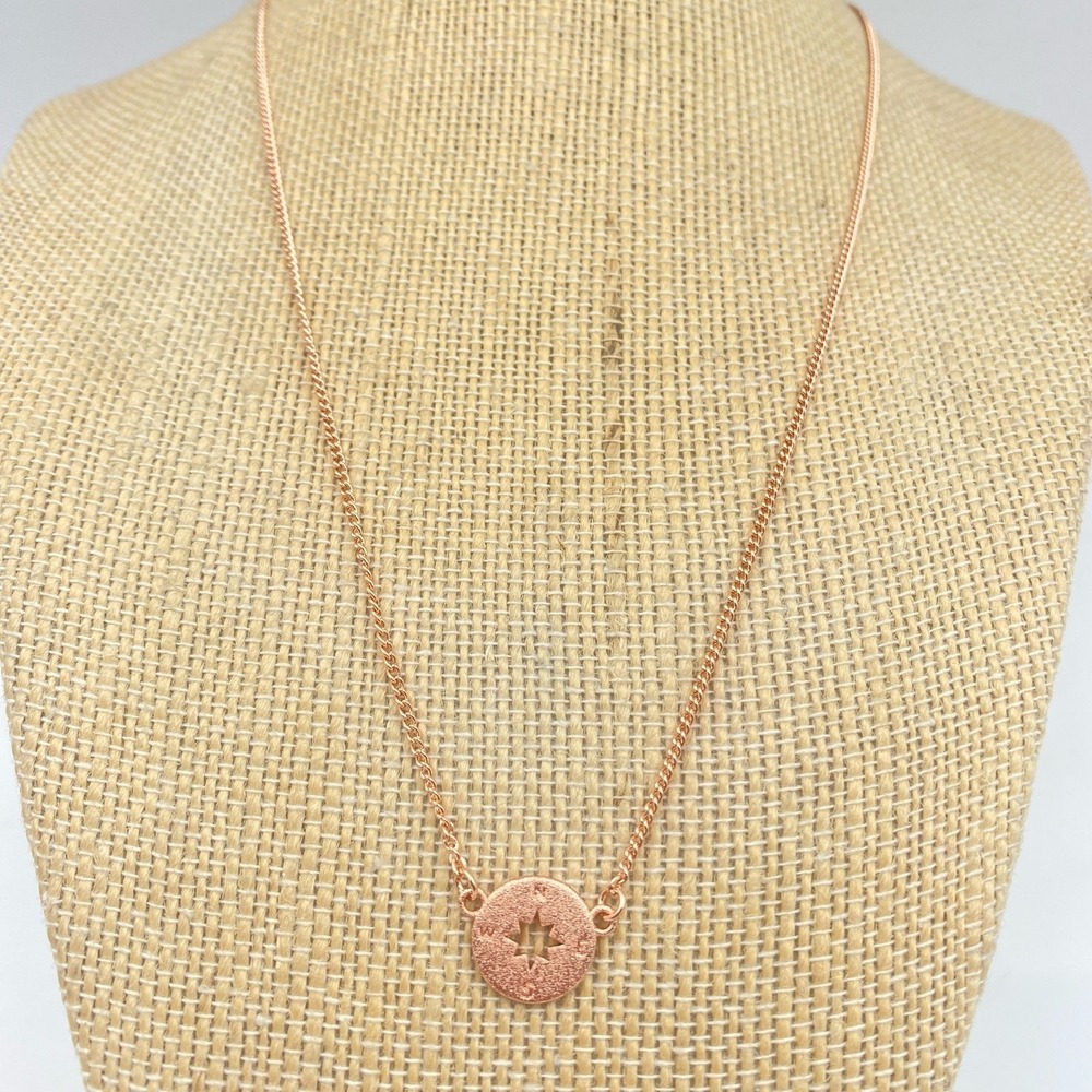 Beautiful Dainty Rose Gold Tone Compass Pendant Necklace by DA